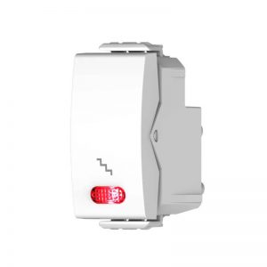 לחצן מדרגות מואר ניאון אדום 1 מודול לבן ניסקו סוויץ'