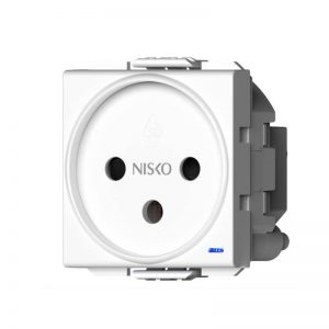 שקע כח כולל לד כחול 2 מודול לבן ניסקו סוויץ'